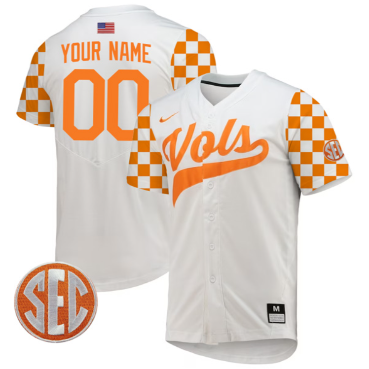 Custom Tennessee Volunteers Jersey College Two Button SEC Patch Stitched Baseball - Image 9