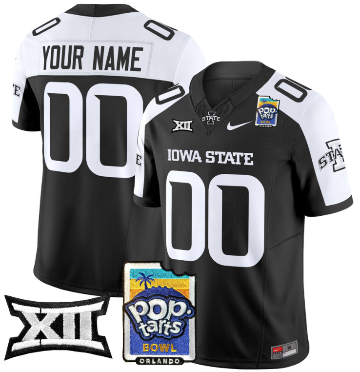Custom Iowa State Cyclones Jersey 2025 PopTarts Bowl Patch Stitched Football