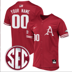 Custom Arkansas Razorbacks Jersey Full Button SEC Patch Stitched Baseball