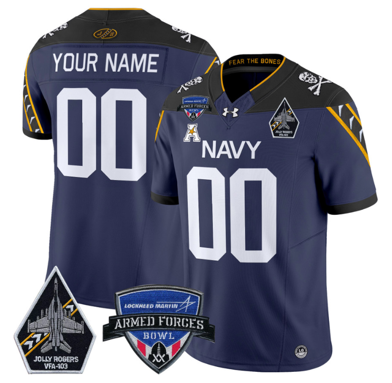 Custom Navy Midshipmen Jersey 2025 Armed Forces Bowl Stitched Football - Image 3