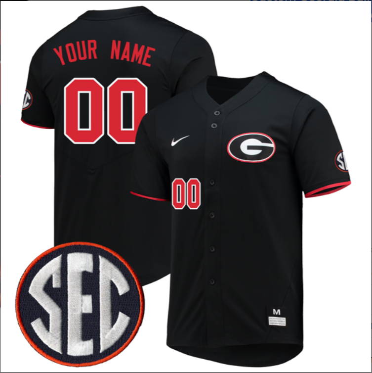Custom Georgia Bulldogs Jersey Full Button All Stitched SEC Patch Stitched Baseball