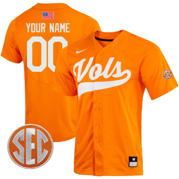 Custom Tennessee Volunteers Jersey College Two Button SEC Patch Stitched Baseball - Image 7