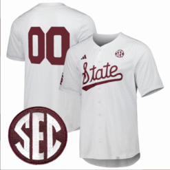 Alternative view of Custom Mississippi State Bulldogs Jersey SEC Patch Stitched Baseball