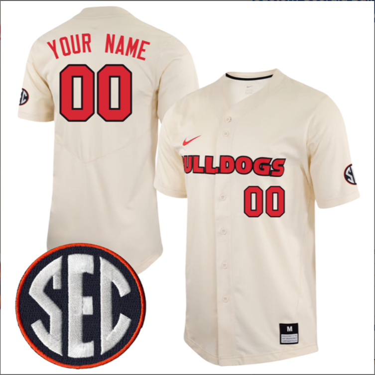 Custom Georgia Bulldogs Jersey Full Button All Stitched SEC Patch Stitched Baseball - Image 4