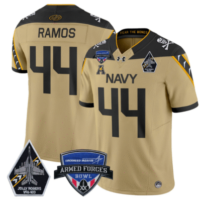 Colin Ramos Jersey #44 Navy Midshipmen 2025 Armed Forces Bowl Patch Stitched Football