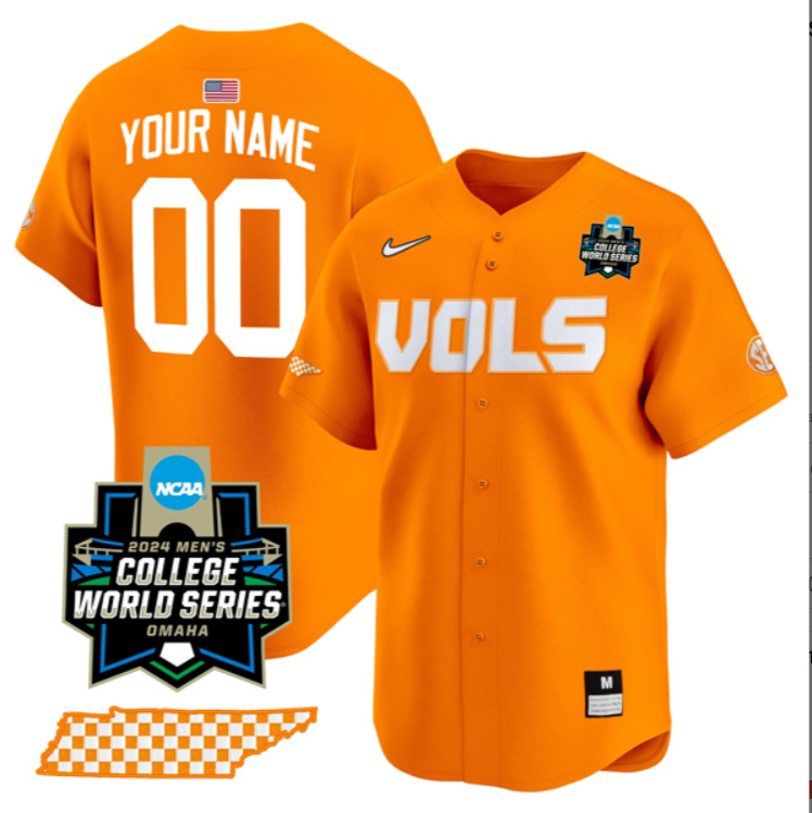 Custom Tennessee Volunteers Jersey College World Series Stitched Baseball - Image 3