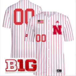 Alternative view of Custom Nebraska Cornhuskers Jersey All Stitched BIG Patch Stitched Baseball