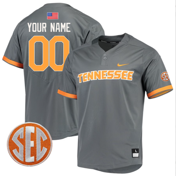 Custom Tennessee Vols Jersey College Two Button SEC Patch Stitched Baseball