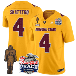 Alternative view of Cam Skattebo Jersey #4 Arizona State Peach Bowl Patch Football V2 Stitched Football