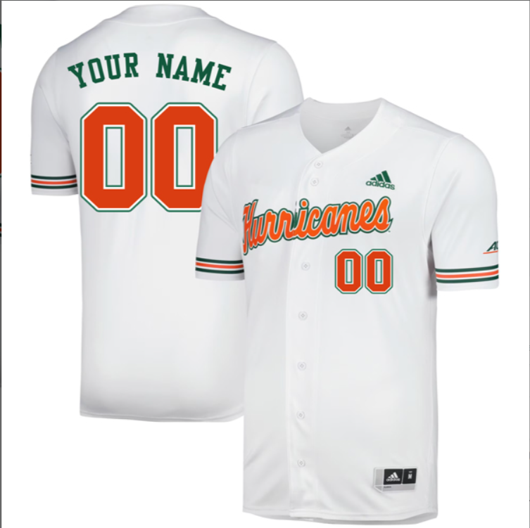 Custom Miami Hurricanes Jersey Two Button ACC Patch Stitched Baseball - Image 2