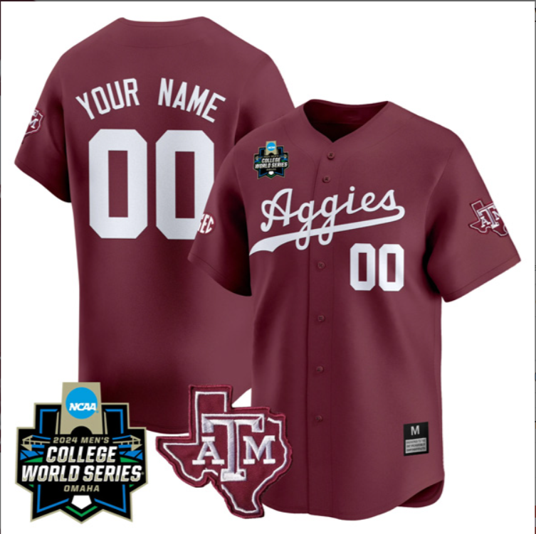 Custom Texas A&M Jersey World Series Stitched Baseball - Image 4