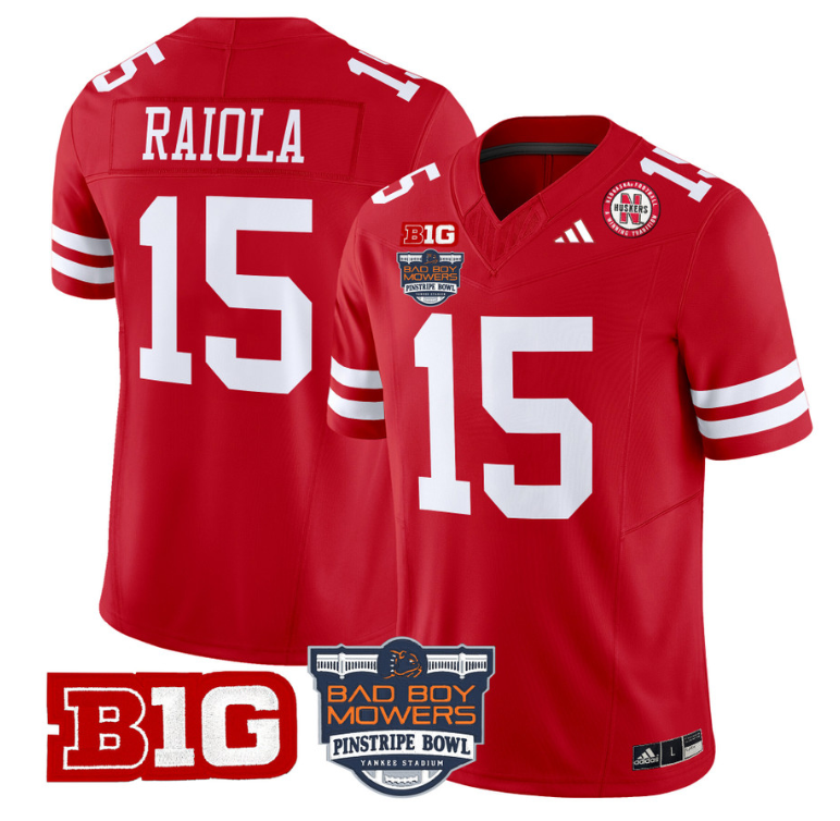 Dylan Raiola Jersey #15 Nebraska Cornhuskers 2025 Pinstripe Bowl Patch Stitched Football - Image 4