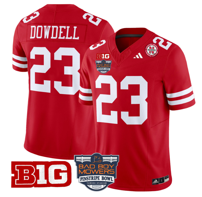Dante Dowdell Jersey #23 Nebraska Cornhuskers 2025 Pinstripe Bowl Patch Stitched Football - Image 2