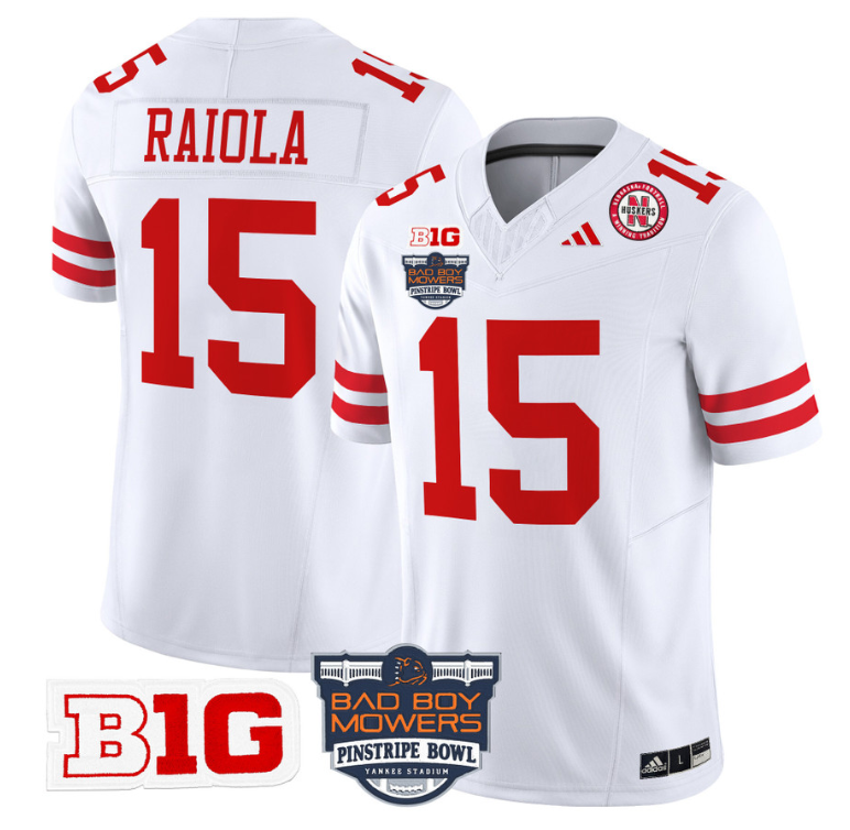 Dylan Raiola Jersey #15 Nebraska Cornhuskers 2025 Pinstripe Bowl Patch Stitched Football - Image 3