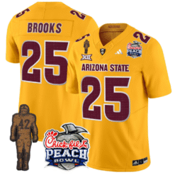 Alternative view of DeCarlos Brooks Jersey #25 Arizona State Peach Bowl Patch Football V2 Stitched Football