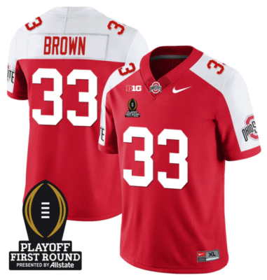 Devin Brown Jersey #33 Ohio State Buckeyes Playoff First Round Patch Stitched Football