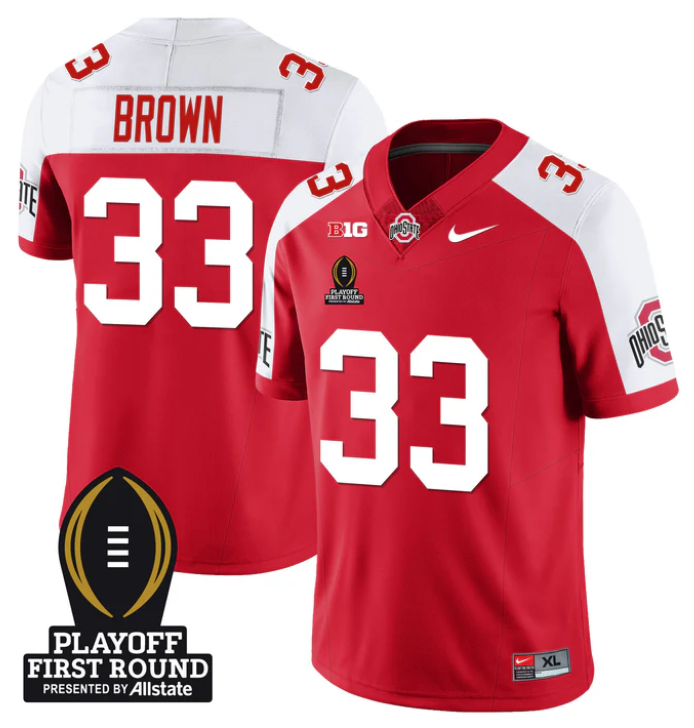 Devin Brown Jersey #33 Ohio State Buckeyes Playoff First Round Patch Stitched Football