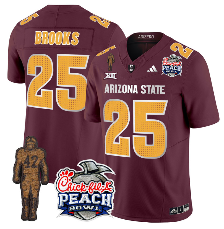 DeCarlos Brooks Jersey #25 Arizona State Peach Bowl Patch Football V2 Stitched Football - Image 11