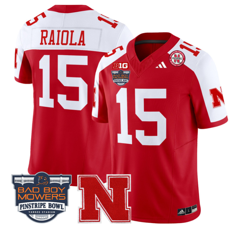Dylan Raiola Jersey #15 Nebraska Cornhuskers 2025 Pinstripe Bowl Patch Stitched Football - Image 5
