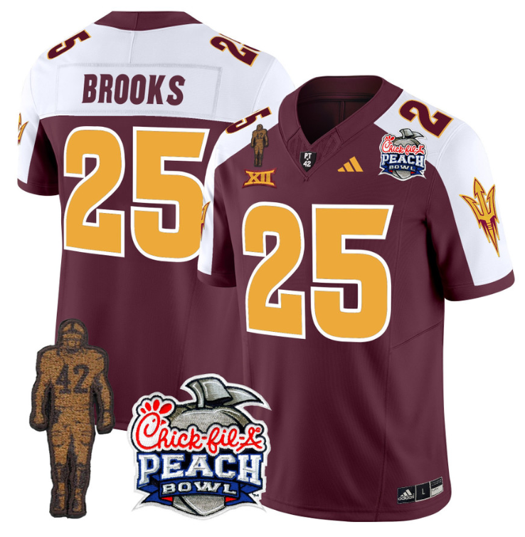 DeCarlos Brooks Jersey #25 Arizona State Peach Bowl Patch Football V2 Stitched Football - Image 7