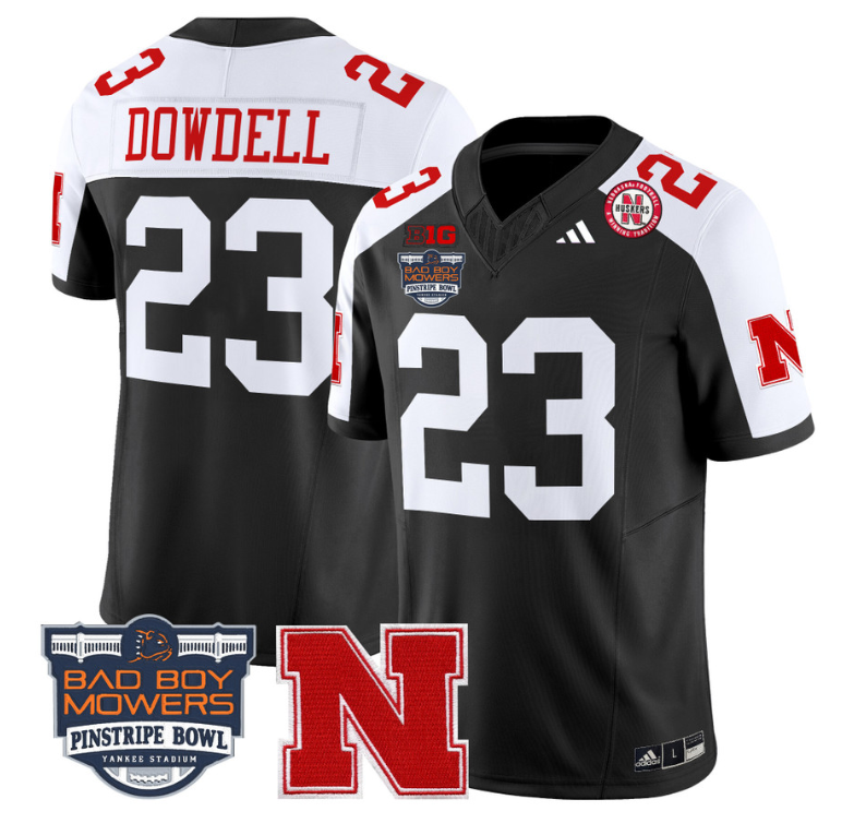 Dante Dowdell Jersey #23 Nebraska Cornhuskers 2025 Pinstripe Bowl Patch Stitched Football