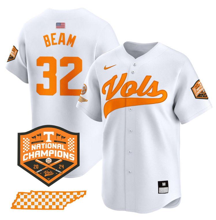 Drew Beam Jersey #32 Tennessee Vols 2024 Champions Stitched Baseball - Image 2