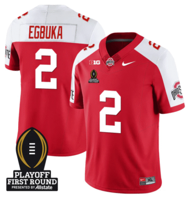 Emeka Egbuka Jersey #2 Ohio State Buckeyes Playoff First Round Patch Stitched Football