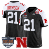 Emmett Johnson Jersey #21 Nebraska Cornhuskers 2025 Pinstripe Bowl Patch Stitched Football