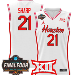 Alternative view of Emanuel Sharp Jersey #21 Houston Cougars 2025 Final Four Patch Basketball