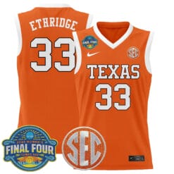 Alternative view of Kamie Ethridge Jersey #33 Texas Longhorns 2025 Sec Final Four Patch Stitched Basketball