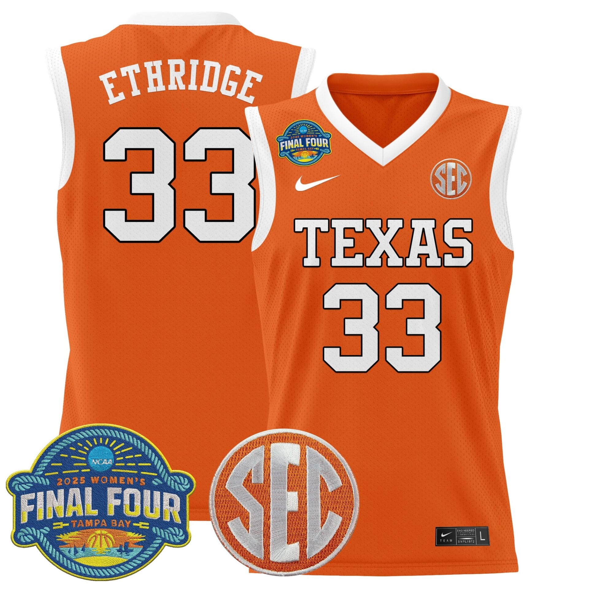 Kamie Ethridge Jersey #33 Texas Longhorns 2025 Sec Final Four Patch Stitched Basketball - Image 2