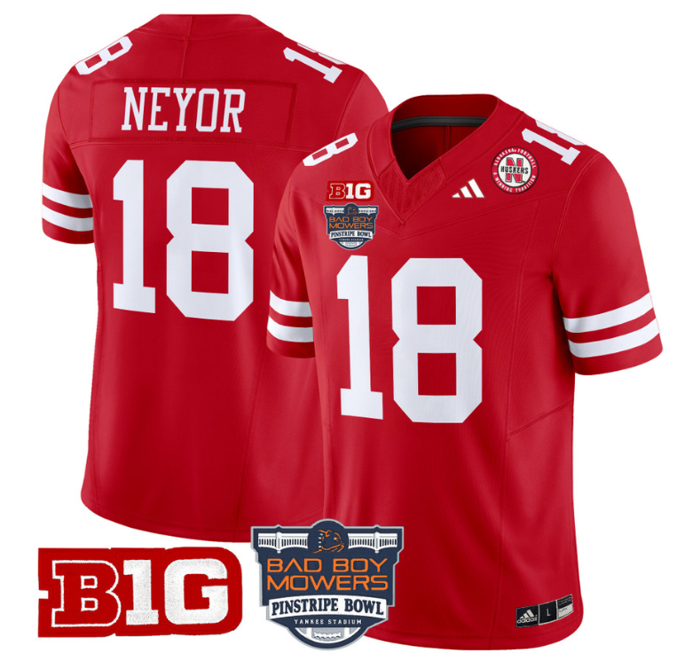 Isaiah Neyor Jersey #18 Nebraska Cornhuskers 2025 Pinstripe Bowl Patch Stitched Football - Image 3