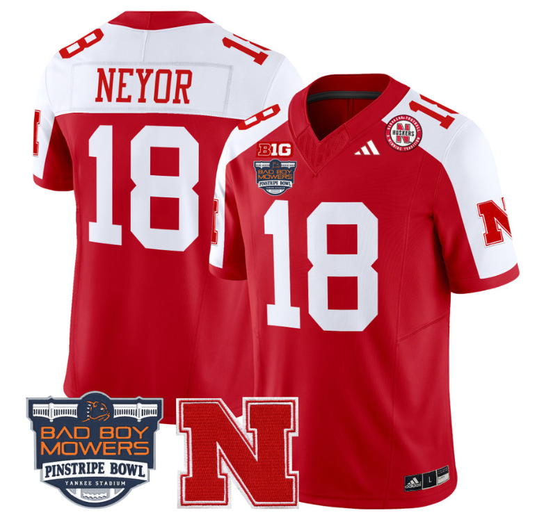 Isaiah Neyor Jersey #18 Nebraska Cornhuskers 2025 Pinstripe Bowl Patch Stitched Football - Image 2
