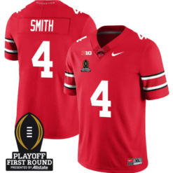 Alternative view of Jeremiah Smith Jersey #4 Ohio State Buckeyes Playoff First Round Patch Stitched Football