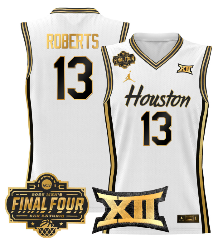 JWan Roberts Jersey #13 Houston Cougars 2025 Final Four Patch Stitched Basketball - Image 2