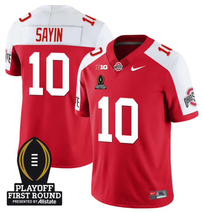 Julian Sayin Jersey #10 Ohio State Buckeyes Playoff First Round Patch Stitched Football