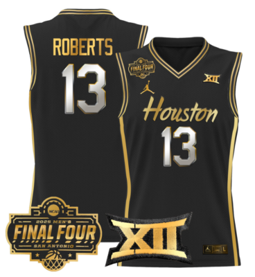 JWan Roberts Jersey #13 Houston Cougars 2025 Final Four Patch Stitched Basketball