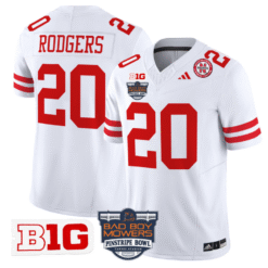 Alternative view of Johnny Rodgers Jersey #20 Nebraska Cornhuskers 2025 Pinstripe Bowl Patch Stitched Football