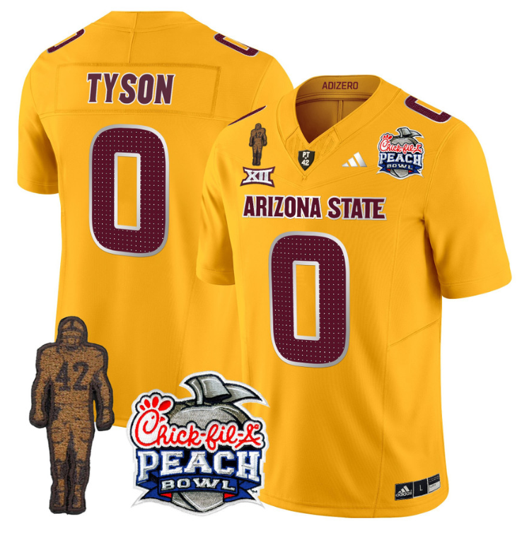 Jordyn Tyson Jersey #0 Arizona State Peach Bowl Patch V2 Stitched Football - Image 3