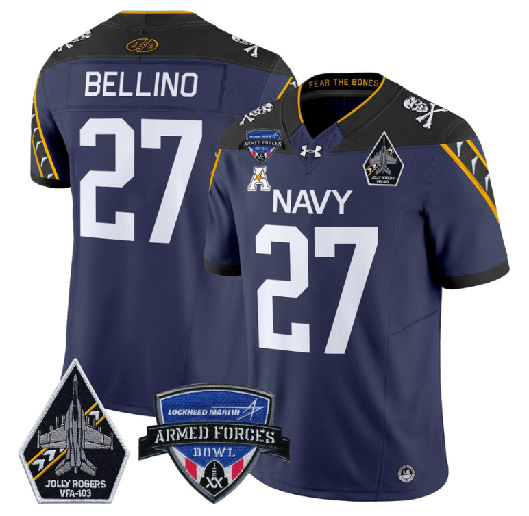 Joe Bellino Jersey #27 Navy Midshipmen 2025 Armed Forces Bowl Patch Stitched Football - Image 3