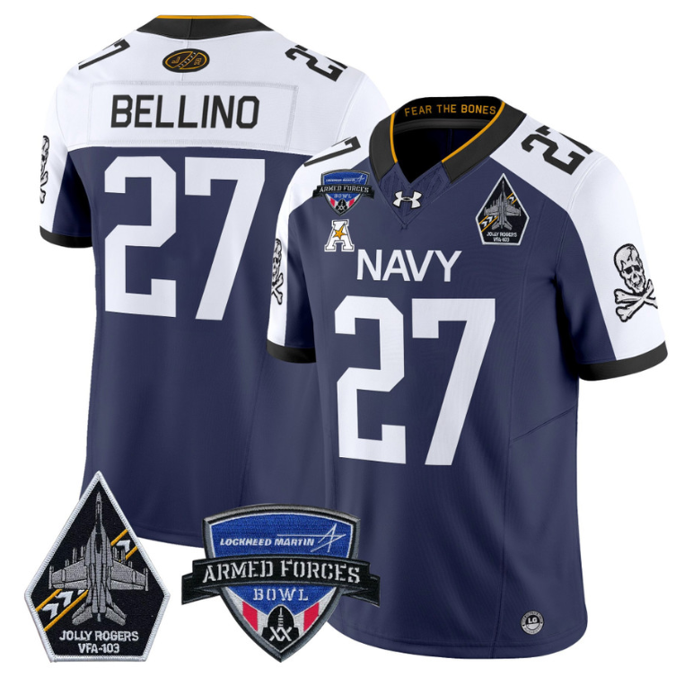 Joe Bellino Jersey #27 Navy Midshipmen 2025 Armed Forces Bowl Patch Stitched Football - Image 4