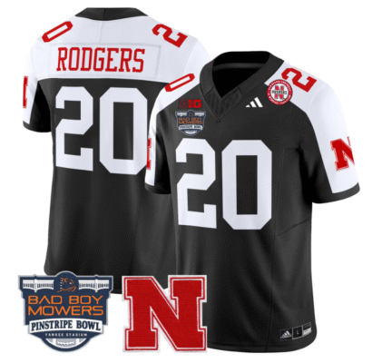 Johnny Rodgers Jersey #20 Nebraska Cornhuskers 2025 Pinstripe Bowl Patch Stitched Football