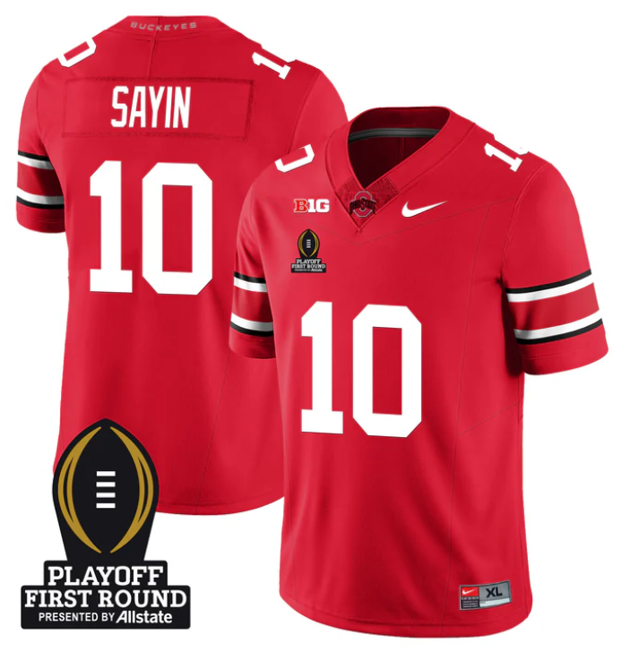 Julian Sayin Jersey #10 Ohio State Buckeyes Playoff First Round Patch Stitched Football - Image 2