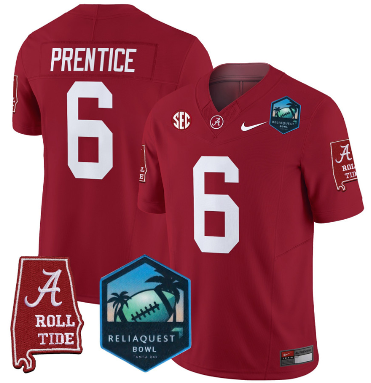Kobe Prentice Jersey #6 Alabama Crimson Tide 2025 ReliaQuest Bowl Stitched Football - Image 4