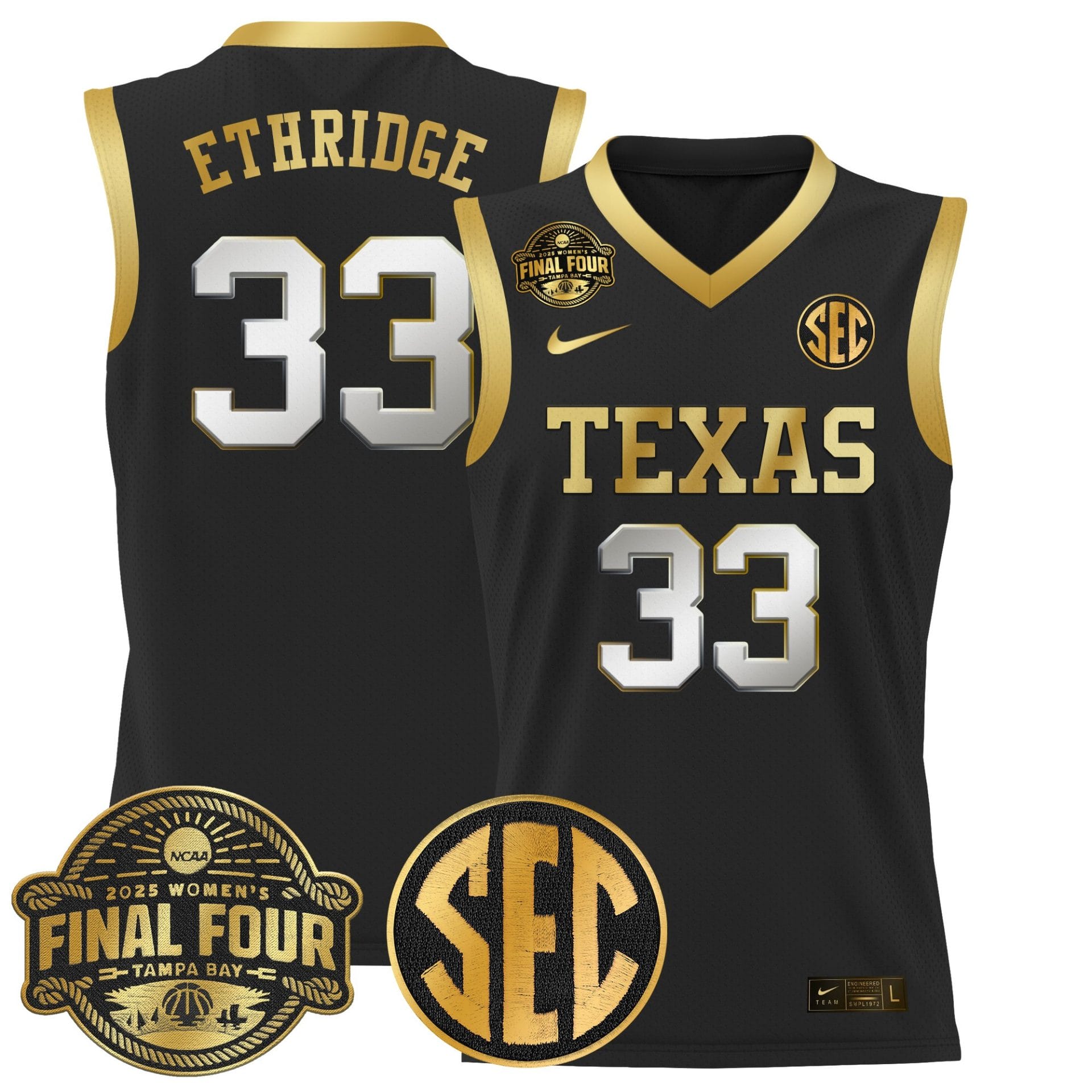 Kamie Ethridge Jersey #33 Texas Longhorns 2025 Sec Final Four Patch Stitched Basketball