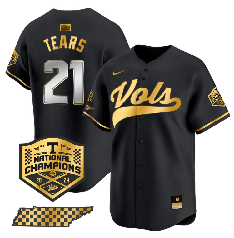 Kavares Tears Jersey #21 Tennessee Vols 2024 Champions Stitched Baseball