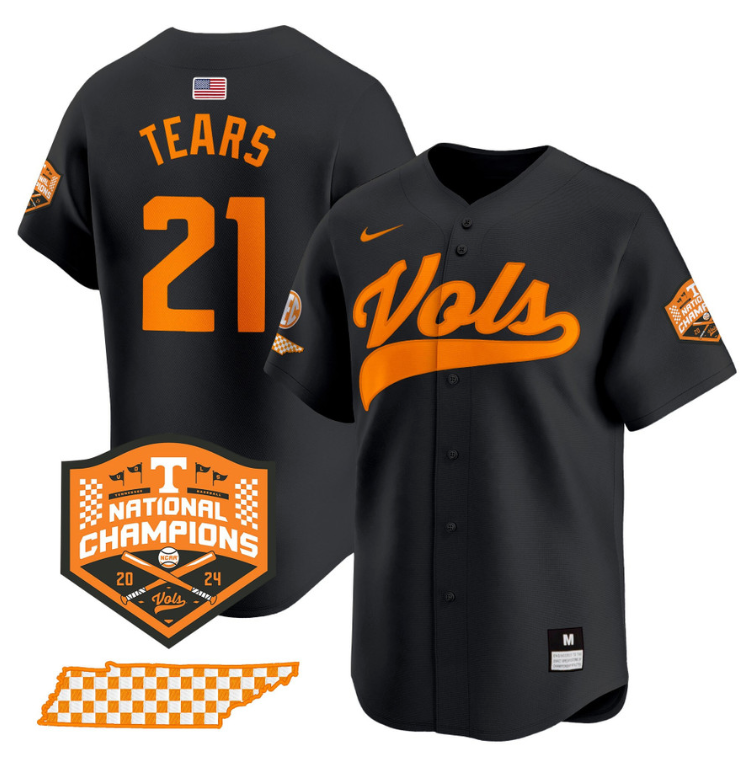 Kavares Tears Jersey #21 Tennessee Vols 2024 Champions Stitched Baseball - Image 6