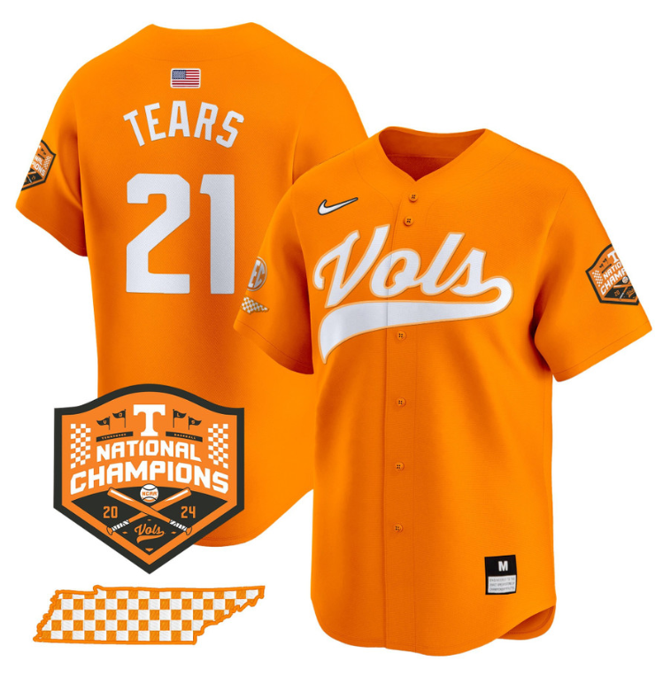 Kavares Tears Jersey #21 Tennessee Vols 2024 Champions Stitched Baseball - Image 4