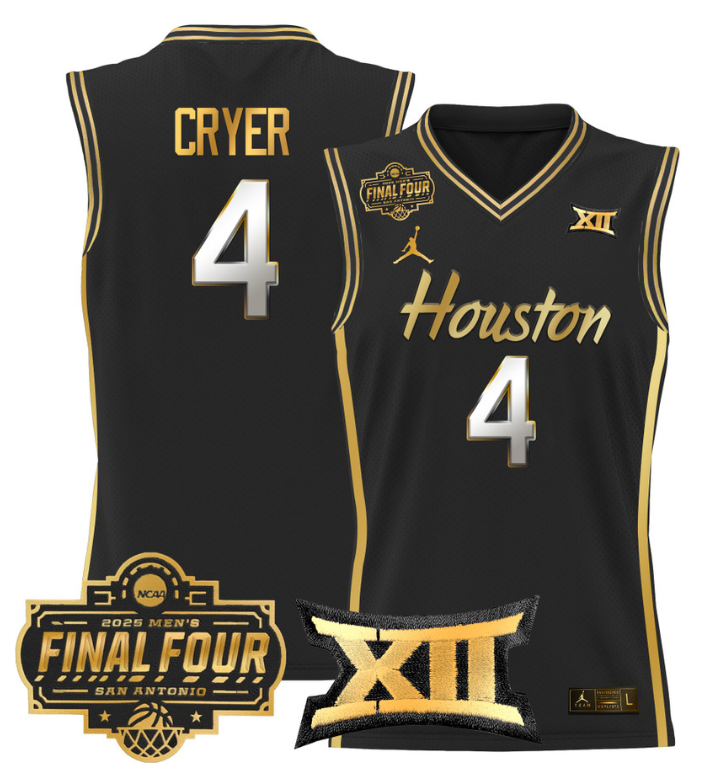 LJ Cryer Jersey #4 Houston Cougars 2025 Final Four Patch Stitched Basketball