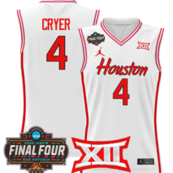 Alternative view of LJ Cryer Jersey #4 Houston Cougars 2025 Final Four Patch Stitched Basketball